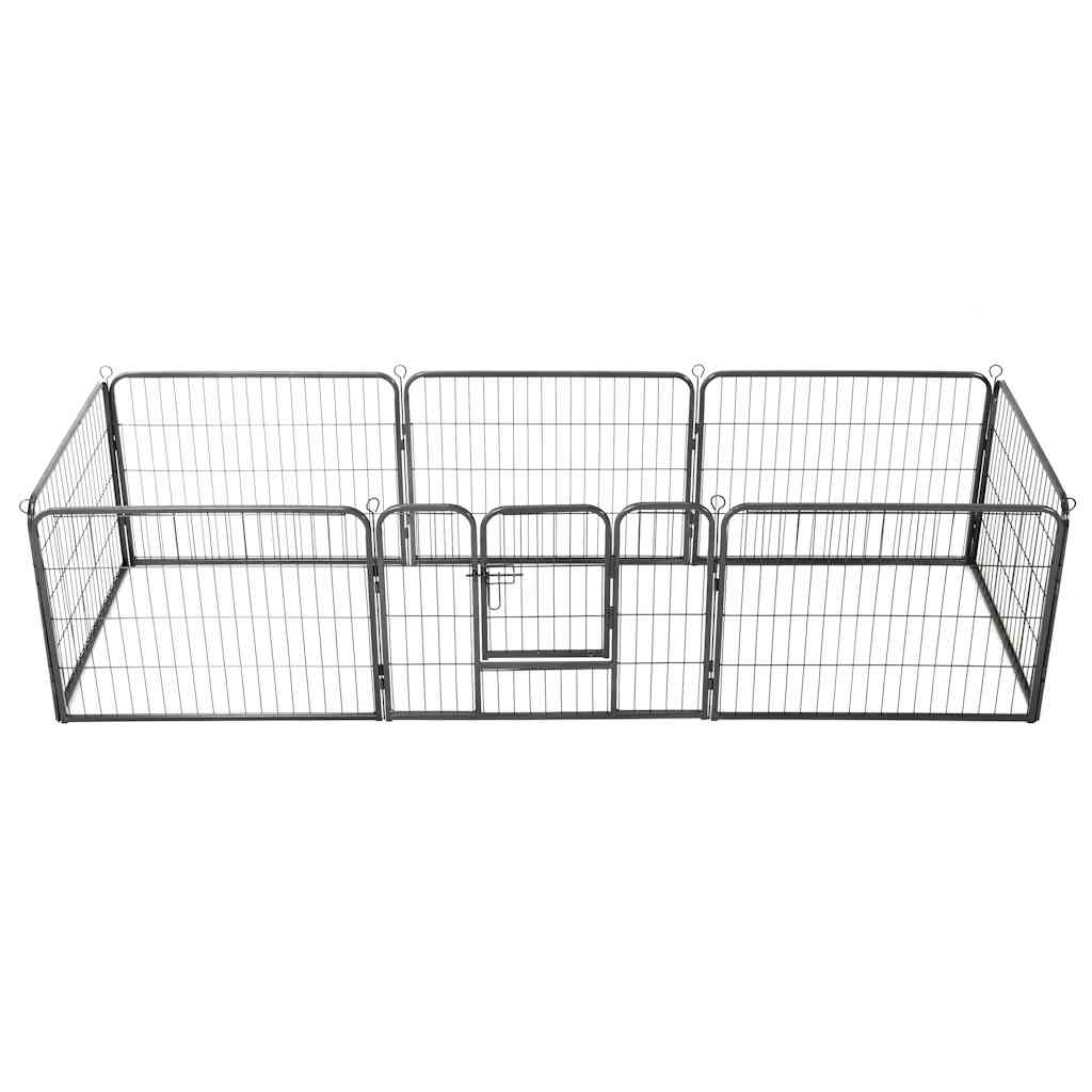 Ograda za pse s 8 ploča od čelika crna 60 x 80 cm