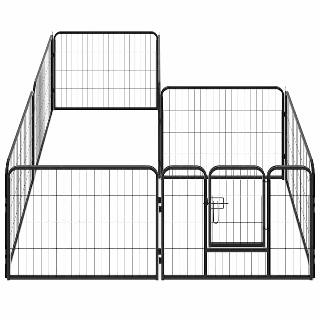 Ograda za pse s 8 ploča od čelika crna 60 x 80 cm