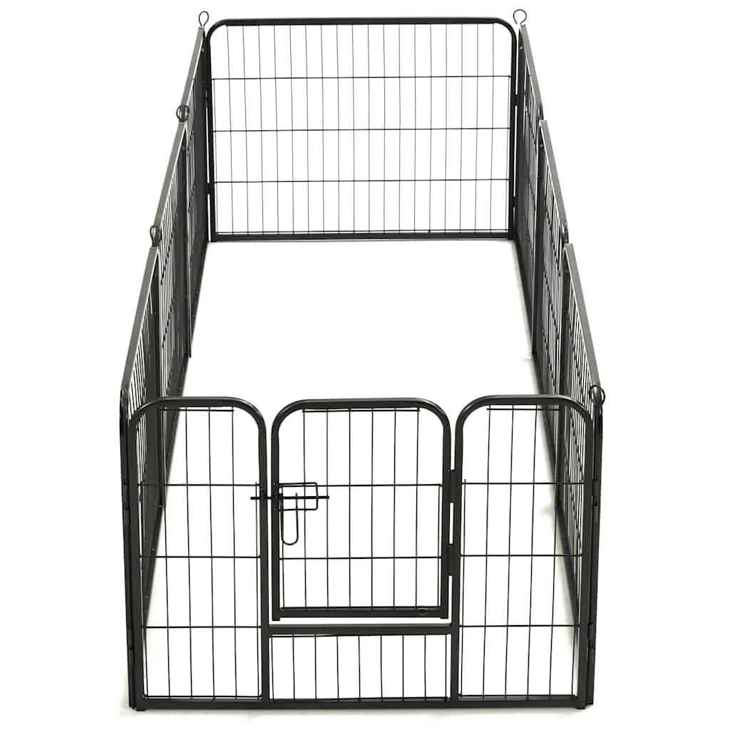 Ograda za pse s 8 ploča od čelika crna 60 x 80 cm