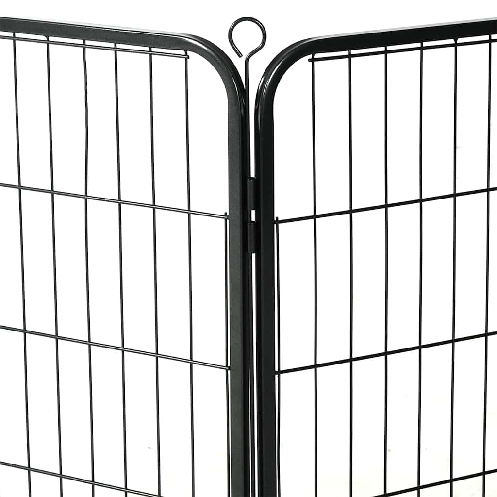 Ograda za pse s 8 ploča od čelika crna 60 x 80 cm