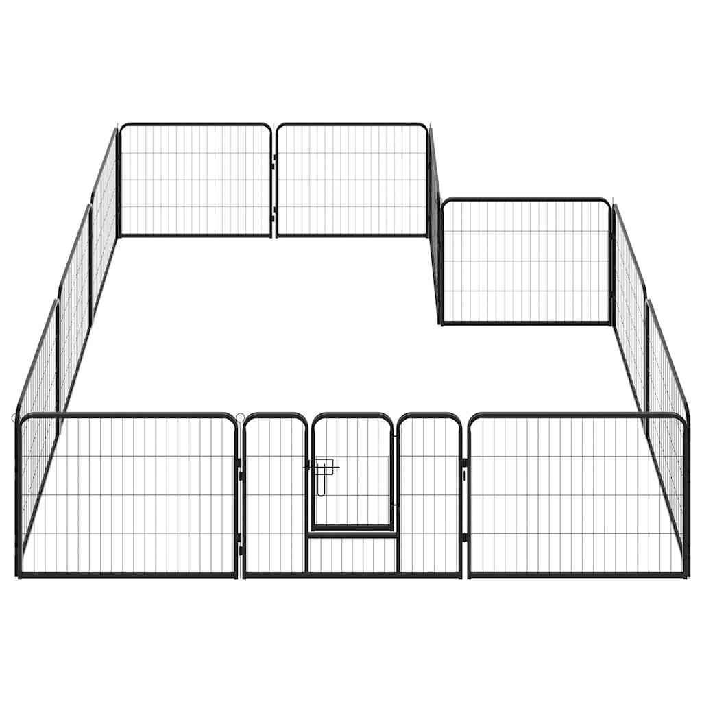 Ograda za pse s 12 ploča od čelika 80 x 60 cm crna