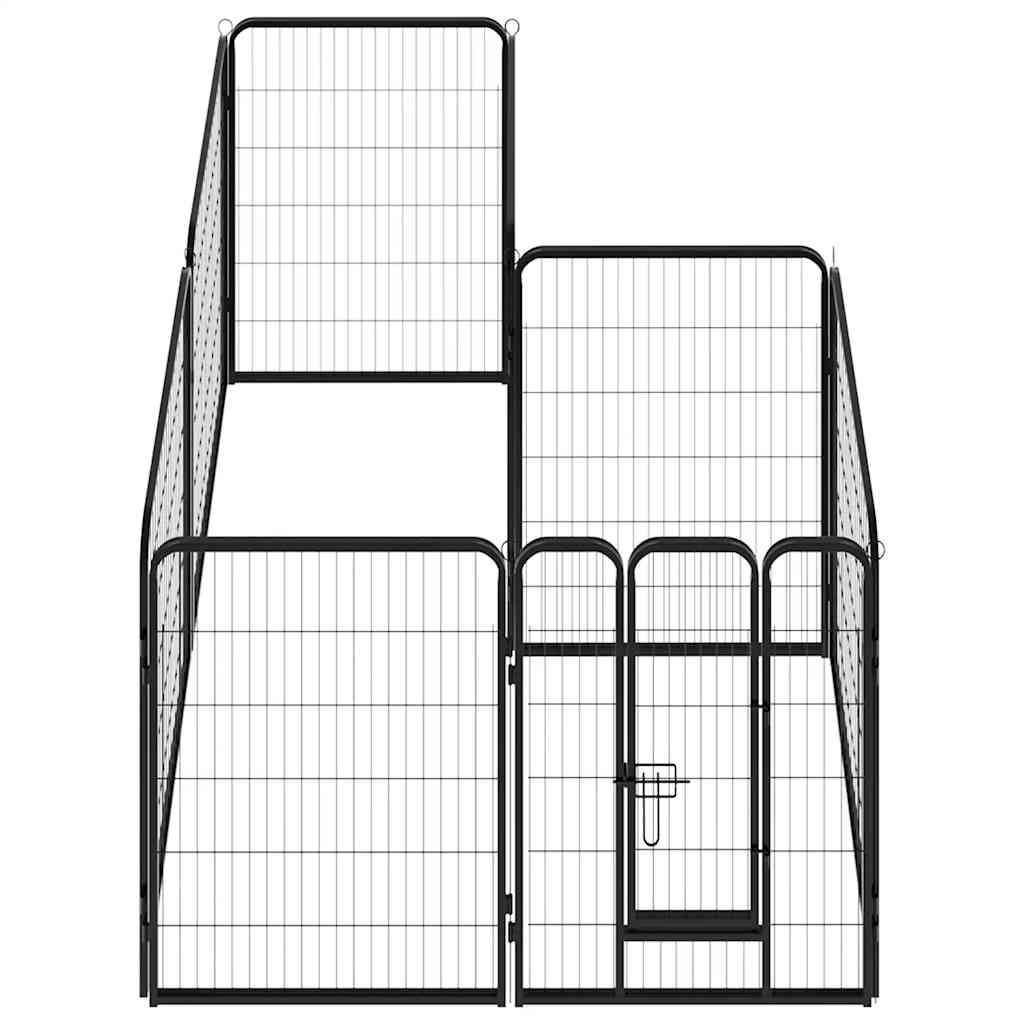 Ograda za pse s 8 ploča od čelika 80 x 100 cm crna