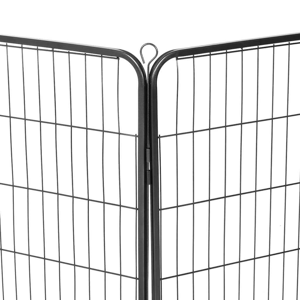 Ograda za pse s 8 ploča od čelika 80 x 100 cm crna
