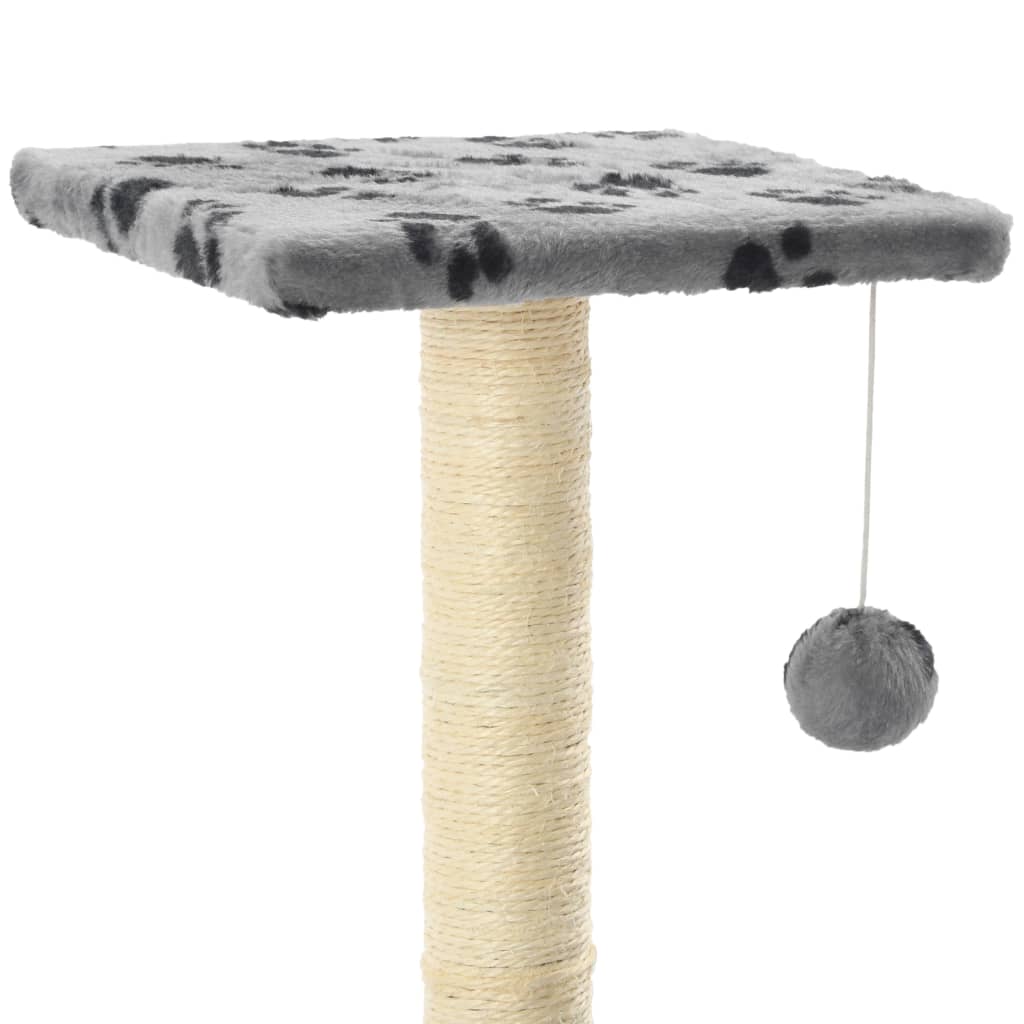 Penjalica za mačke sa stupovima za grebanje od sisala 65 cm siva s uzorkom šapa