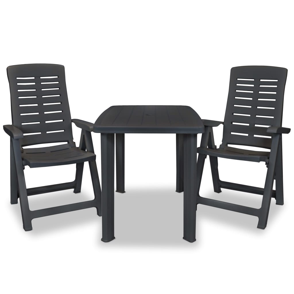 3-dijelni bistro set od plastike antracit