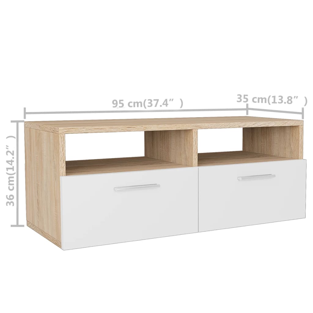 TV ormarići 2 kom konstruirano drvo 95x35x36 cm bijeli i hrast