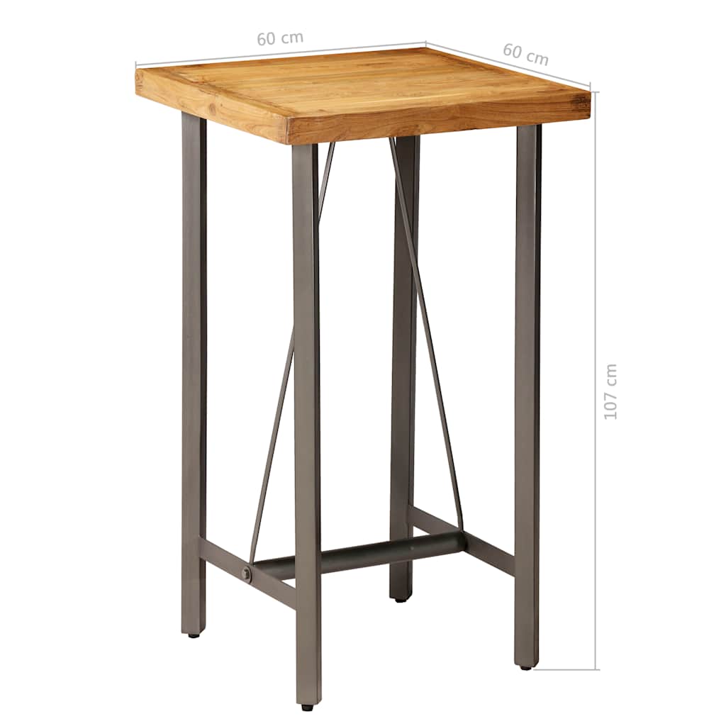 Barski stol od masivne obnovljene tikovine 60 x 60 x 107 cm