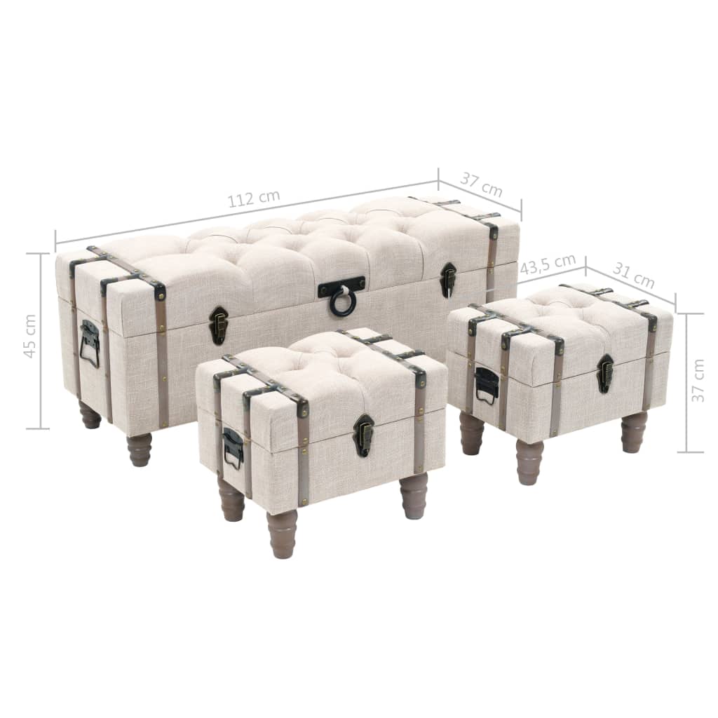 3-dijelni set klupa za pohranu 112x37x45 cm od drva i čelika