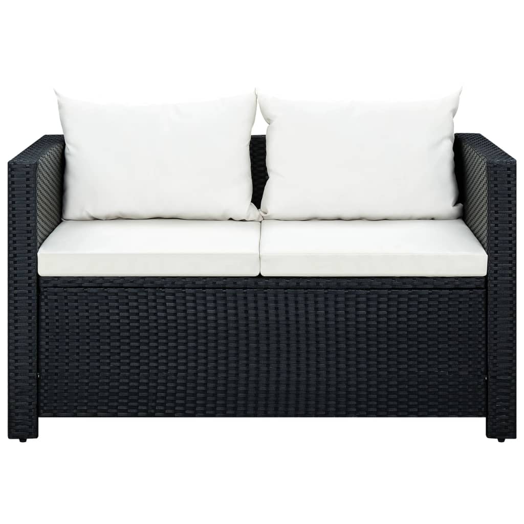 3-dijelni bistro set od poliratana s jastucima