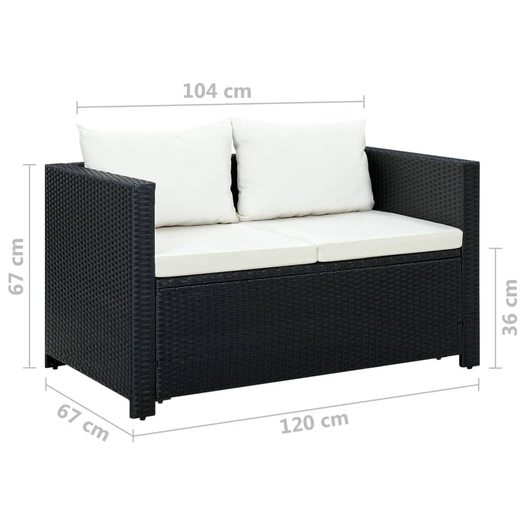 3-dijelni bistro set od poliratana s jastucima