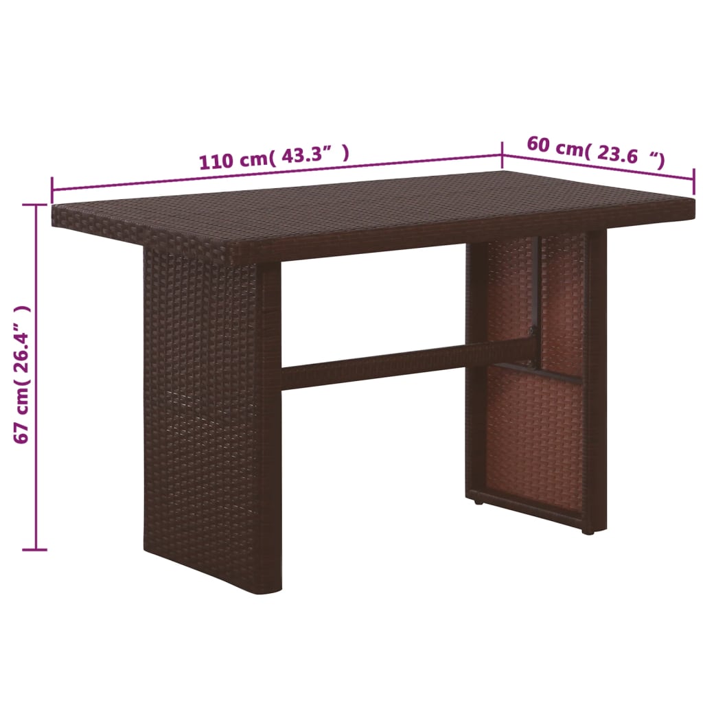 3-dijelni bistro set od poliratana s jastucima smeđi
