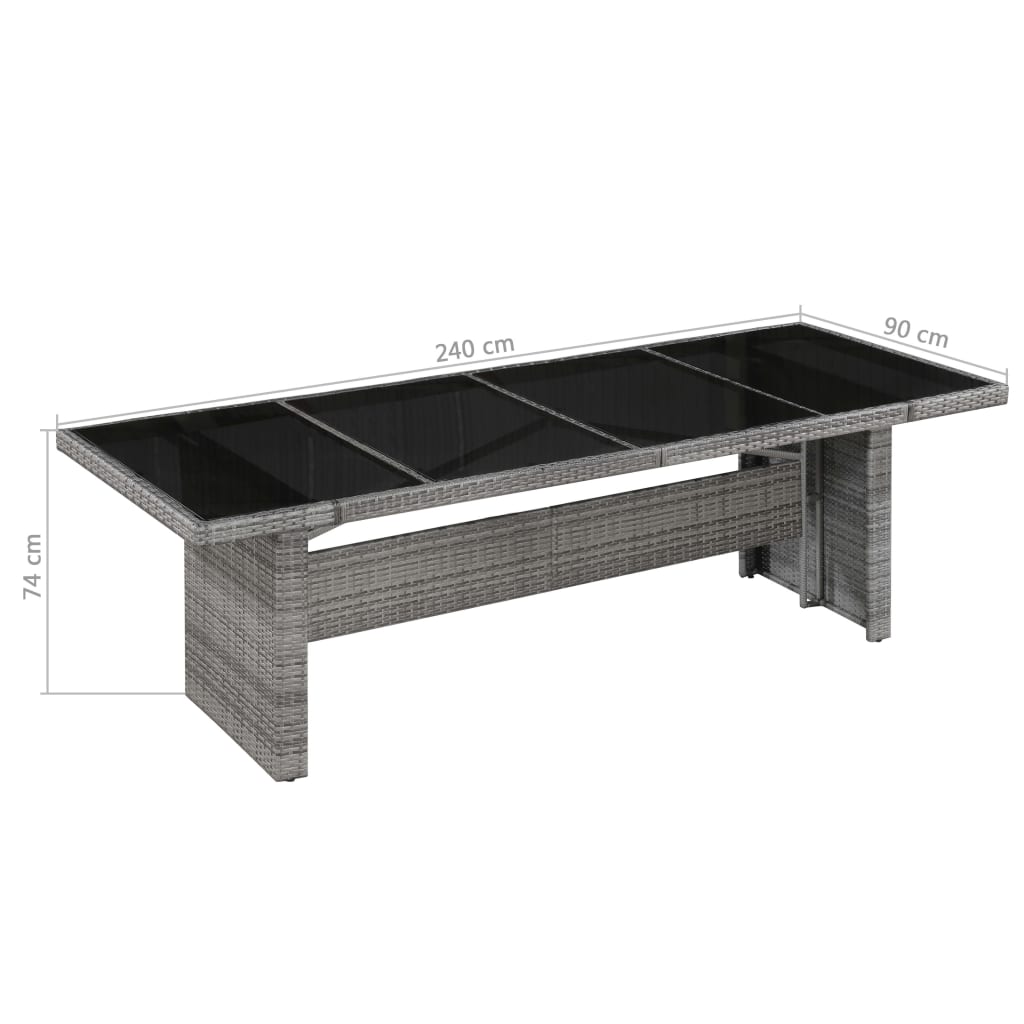 Vrtni stol od poliratana i stakla 240 x 90 x 74 cm