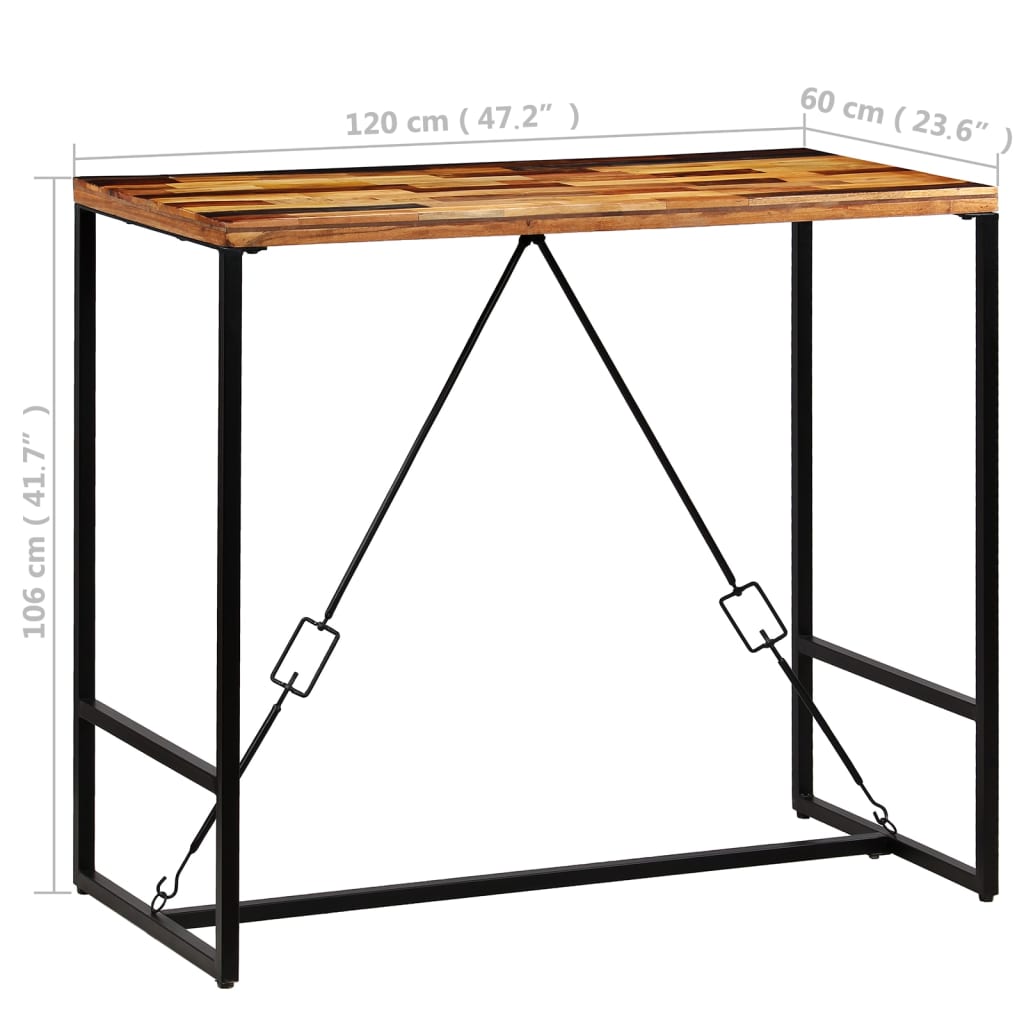 Barski stol od masivnog obnovljenog drva 120 x 60 x 106 cm