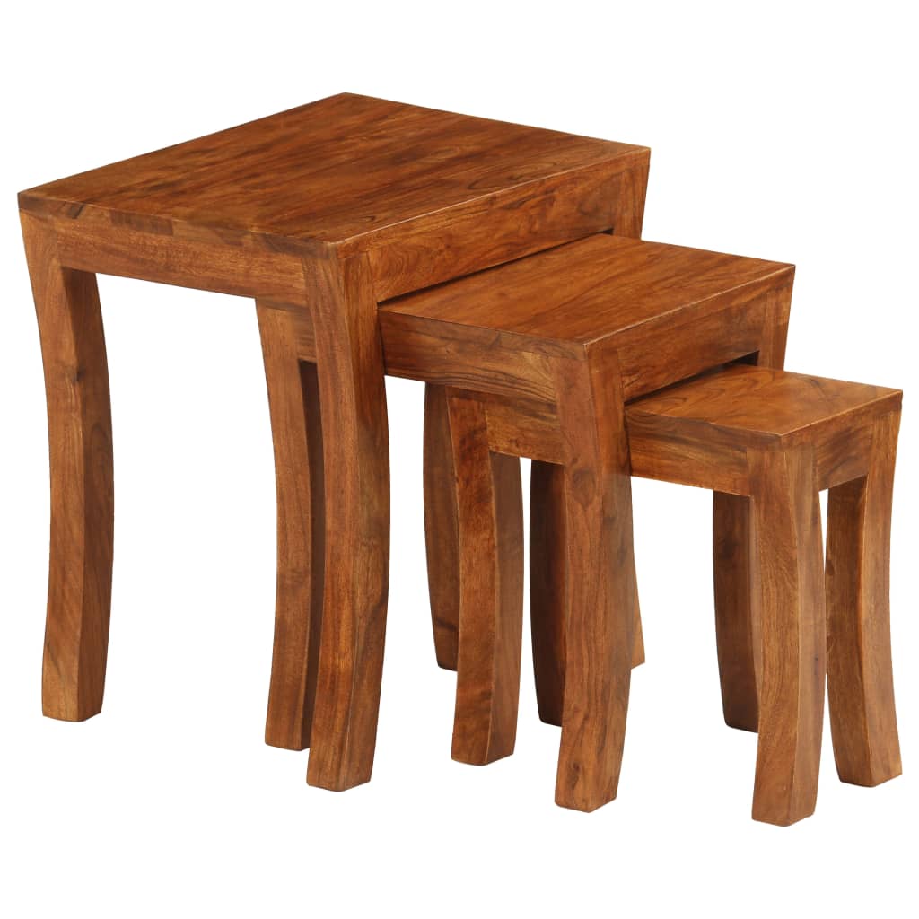 Set uklapajućih stolića 3 kom 50x35x50 cm smeđi drvo bagrema
