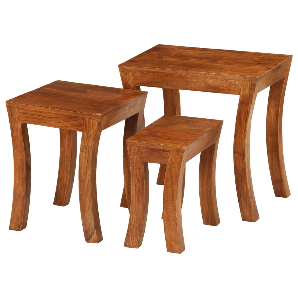 Set uklapajućih stolića 3 kom 50x35x50 cm smeđi drvo bagrema