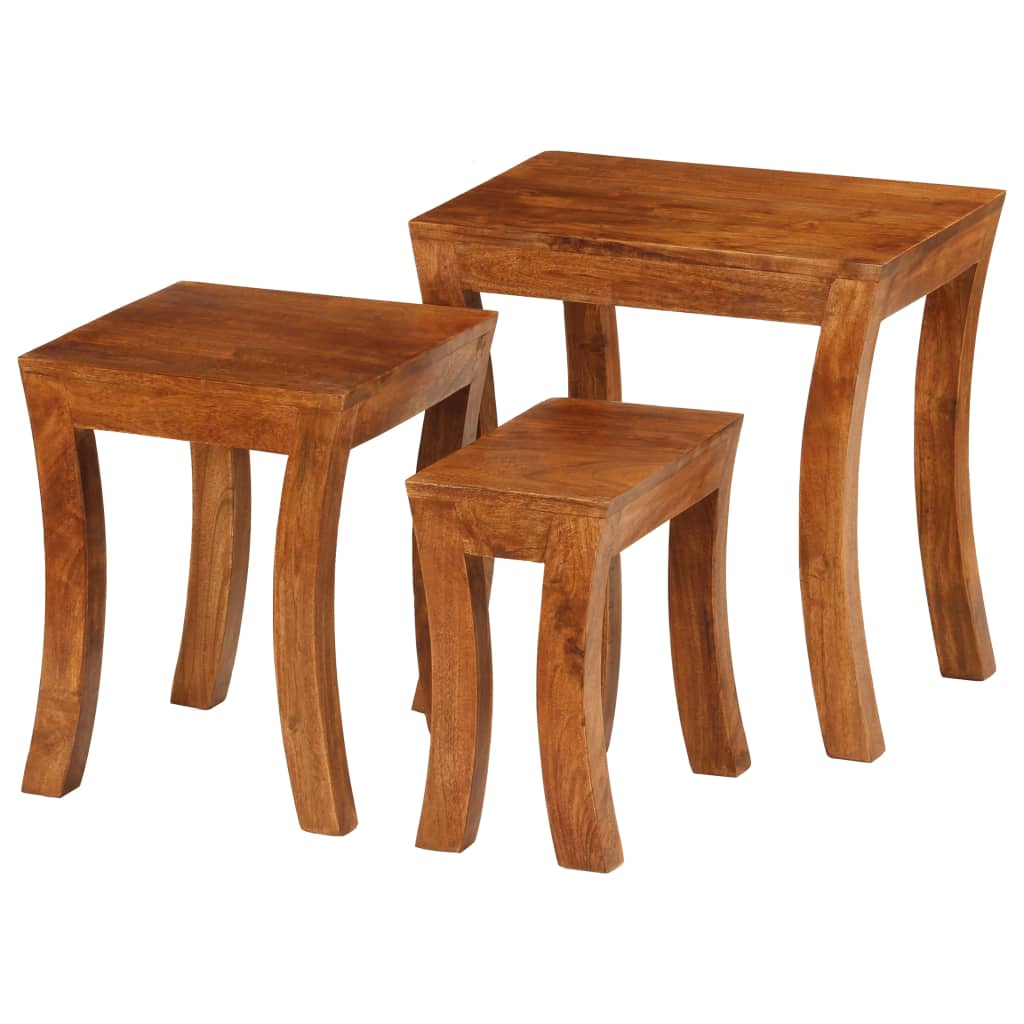 Set uklapajućih stolića 3 kom 50x35x50 cm smeđi drvo bagrema