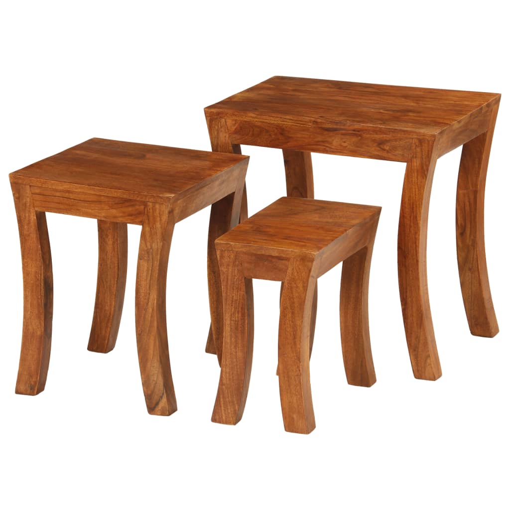 Set uklapajućih stolića 3 kom 50x35x50 cm smeđi drvo bagrema