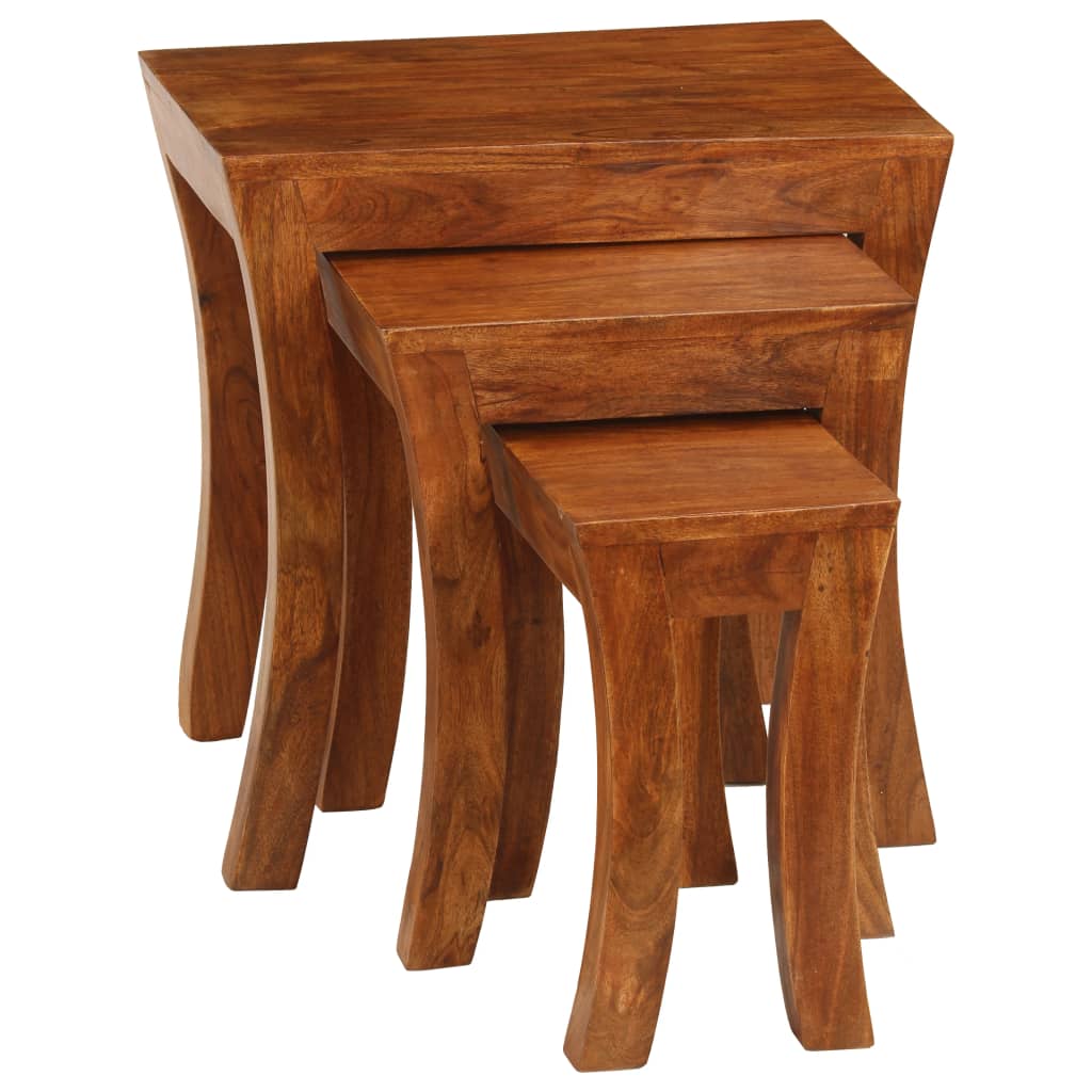 Set uklapajućih stolića 3 kom 50x35x50 cm smeđi drvo bagrema