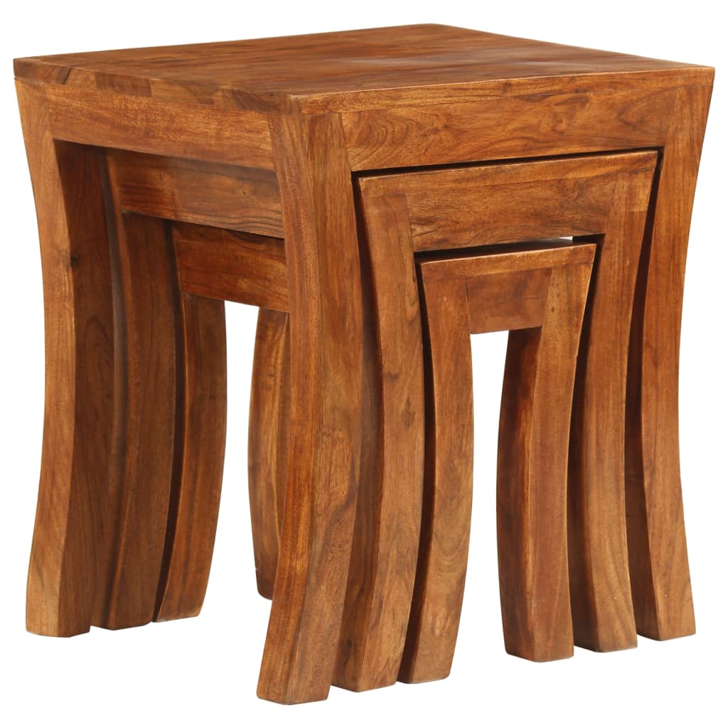 Set uklapajućih stolića 3 kom 50x35x50 cm smeđi drvo bagrema