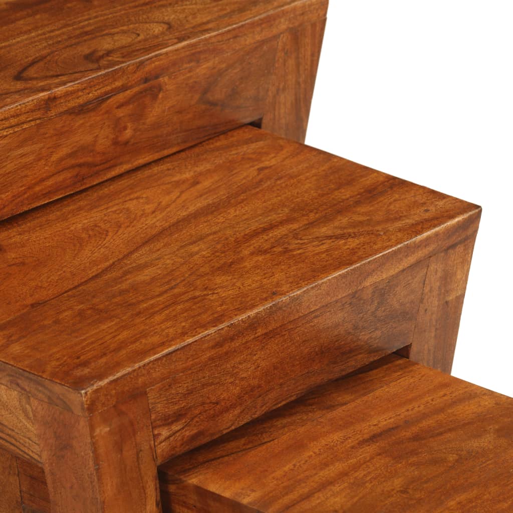 Set uklapajućih stolića 3 kom 50x35x50 cm smeđi drvo bagrema