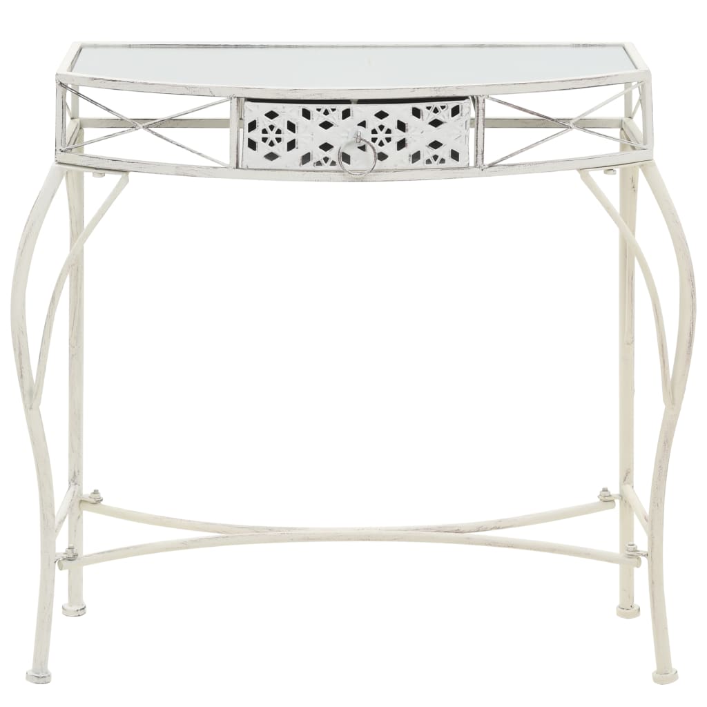 Bočni stolić u francuskom stilu metalni 82 x 39 x 76 cm bijeli