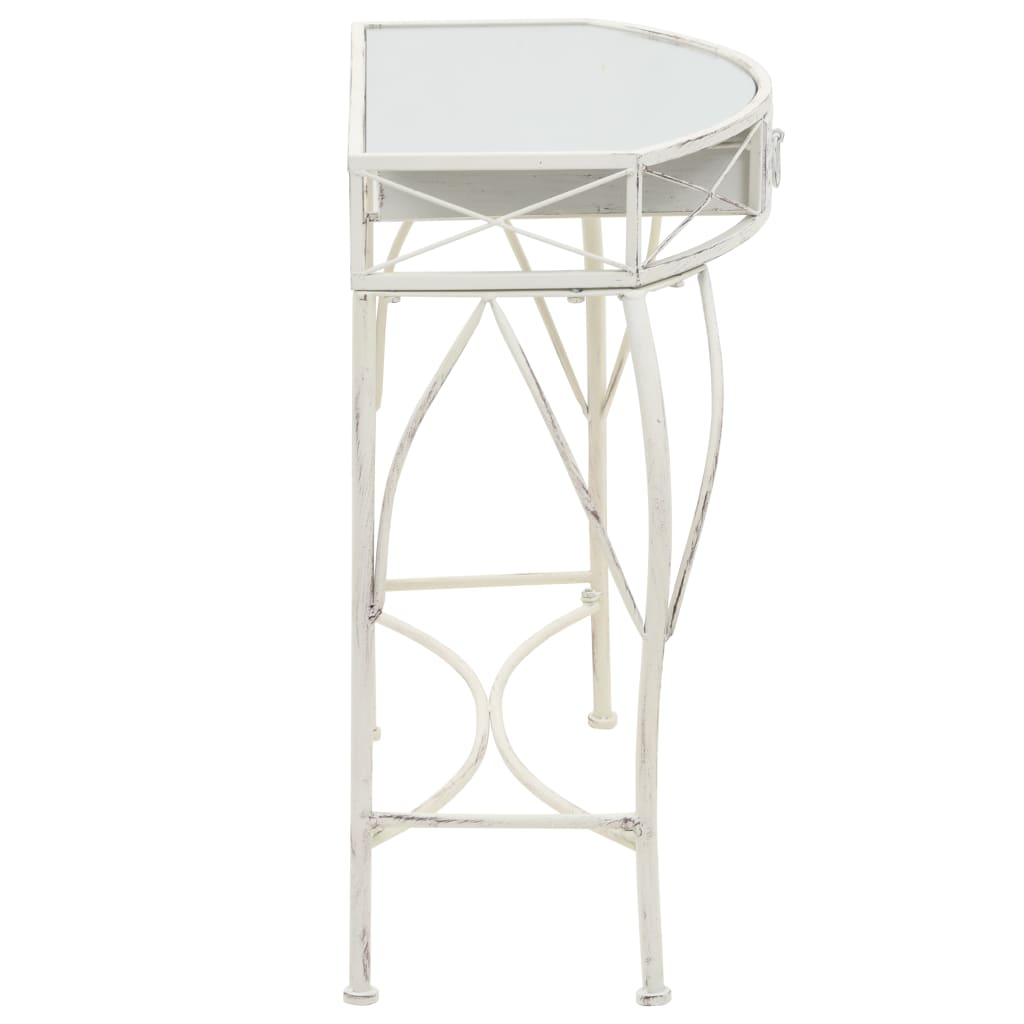 Bočni stolić u francuskom stilu metalni 82 x 39 x 76 cm bijeli