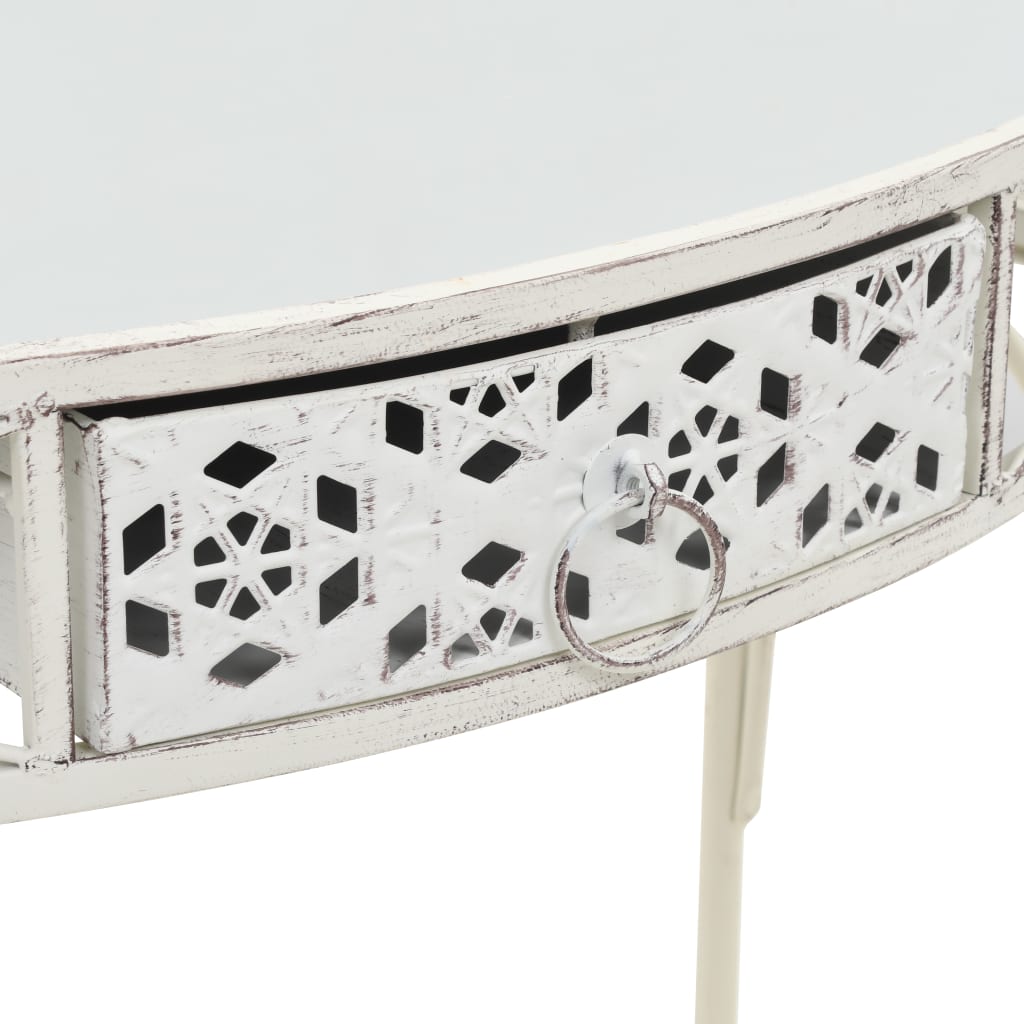 Bočni stolić u francuskom stilu metalni 82 x 39 x 76 cm bijeli