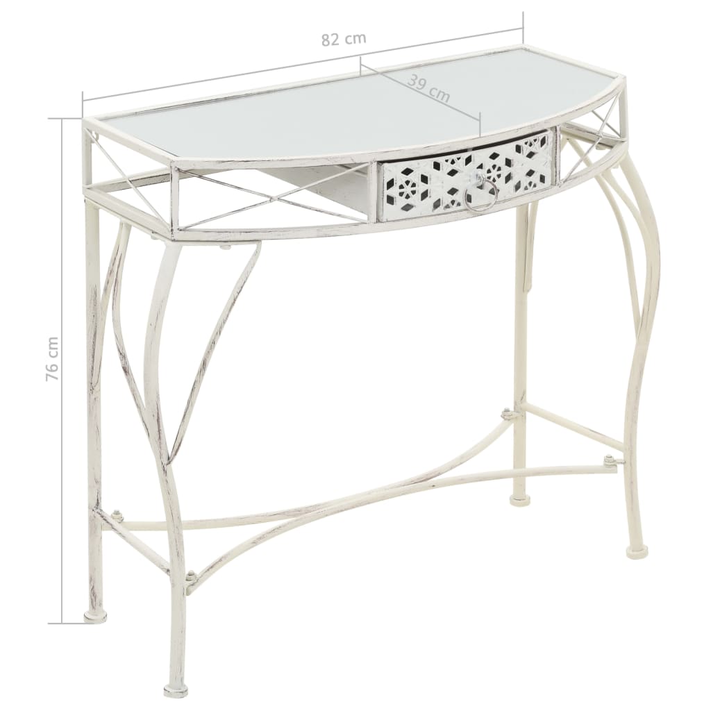 Bočni stolić u francuskom stilu metalni 82 x 39 x 76 cm bijeli