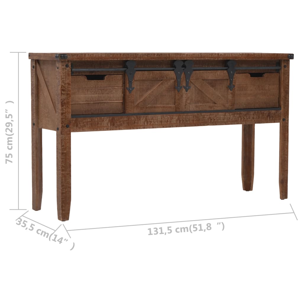 Konzolni stol od masivne jelovine 131 x 35,5 x 75 cm smeđi