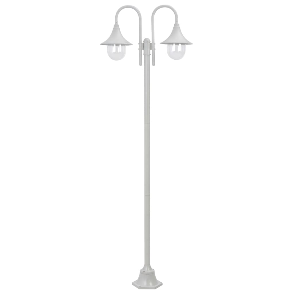 Vrtna dvostruka stupna svjetiljka od aluminija E27 220 cm bijela