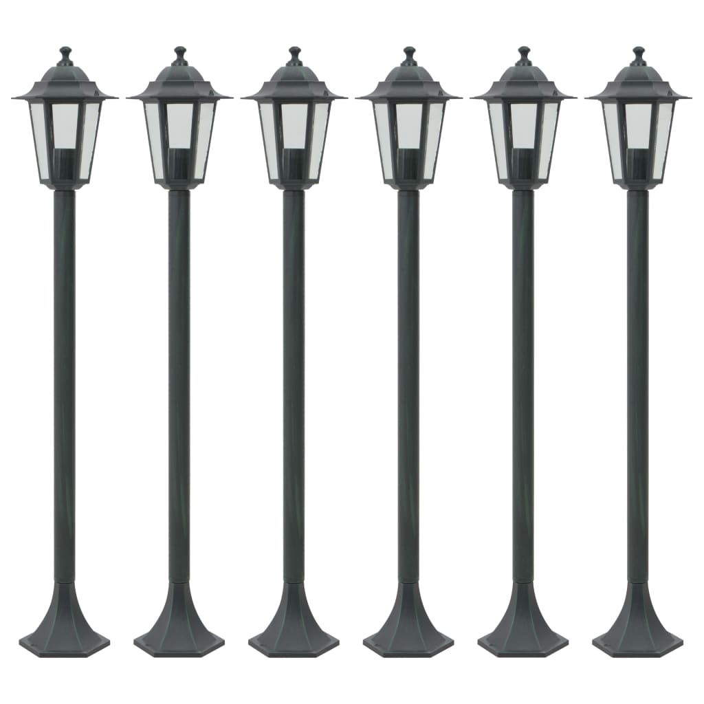 Vrtna stupna svjetiljka od aluminija 6 kom E27 110 cm tamno zelena