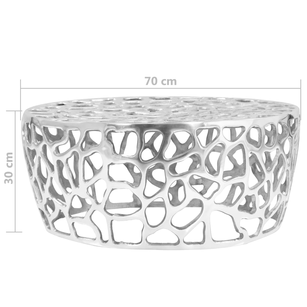 Stolić za kavu od lijevanog aluminija 70 x 30 cm srebrni