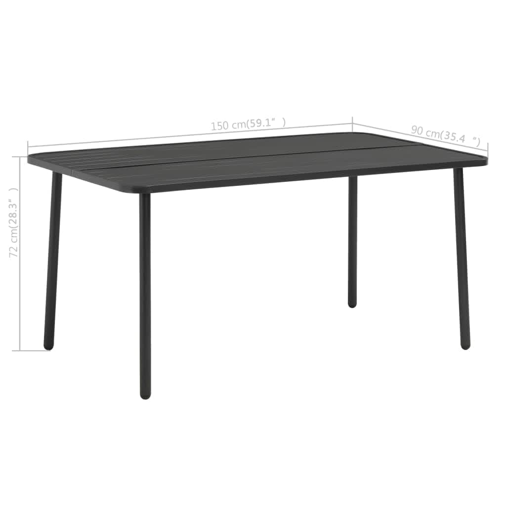 Vrtni stol tamno sivi 150 x 90 x 72 cm čelik