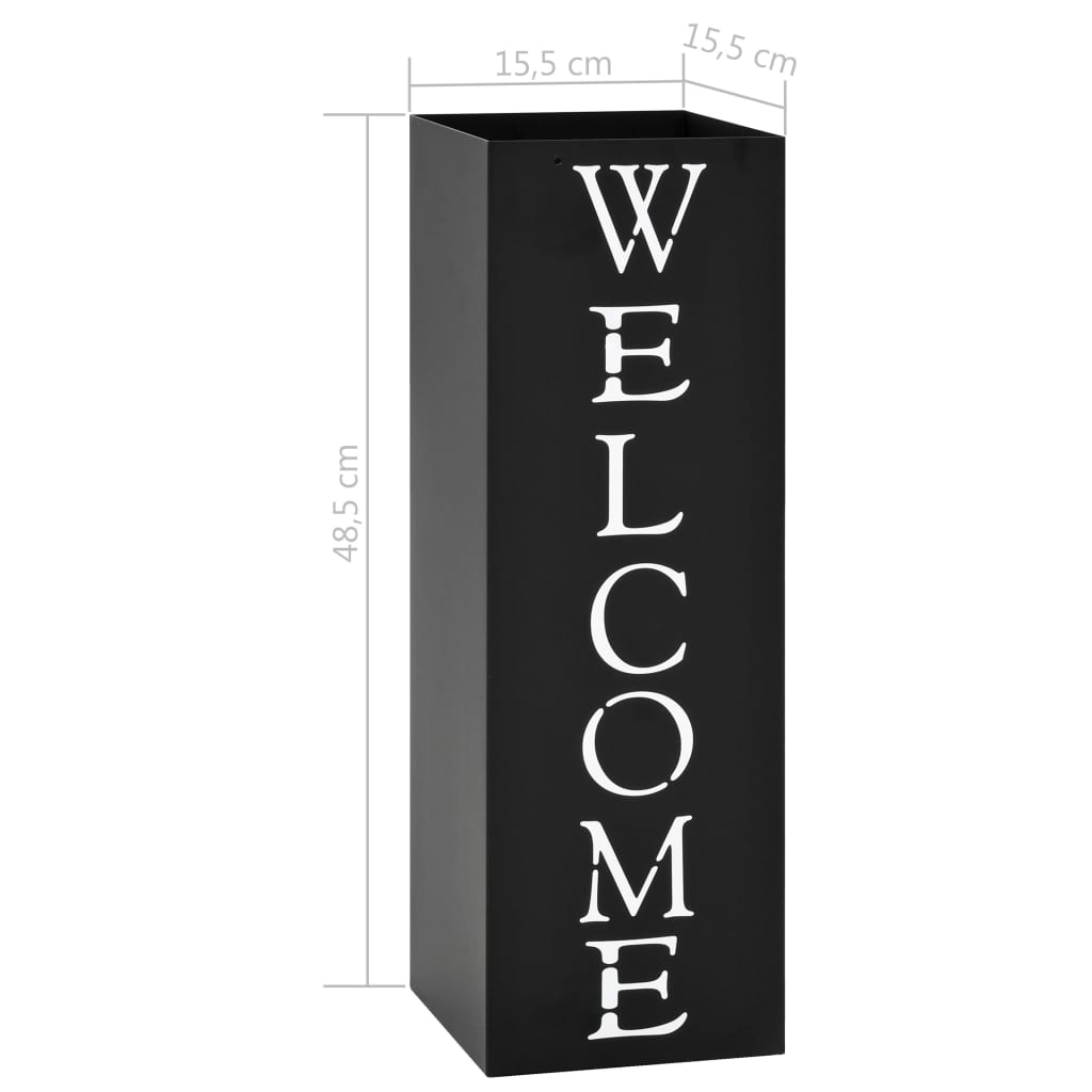 Stalak za kišobrane s natpisom Welcome čelični crni