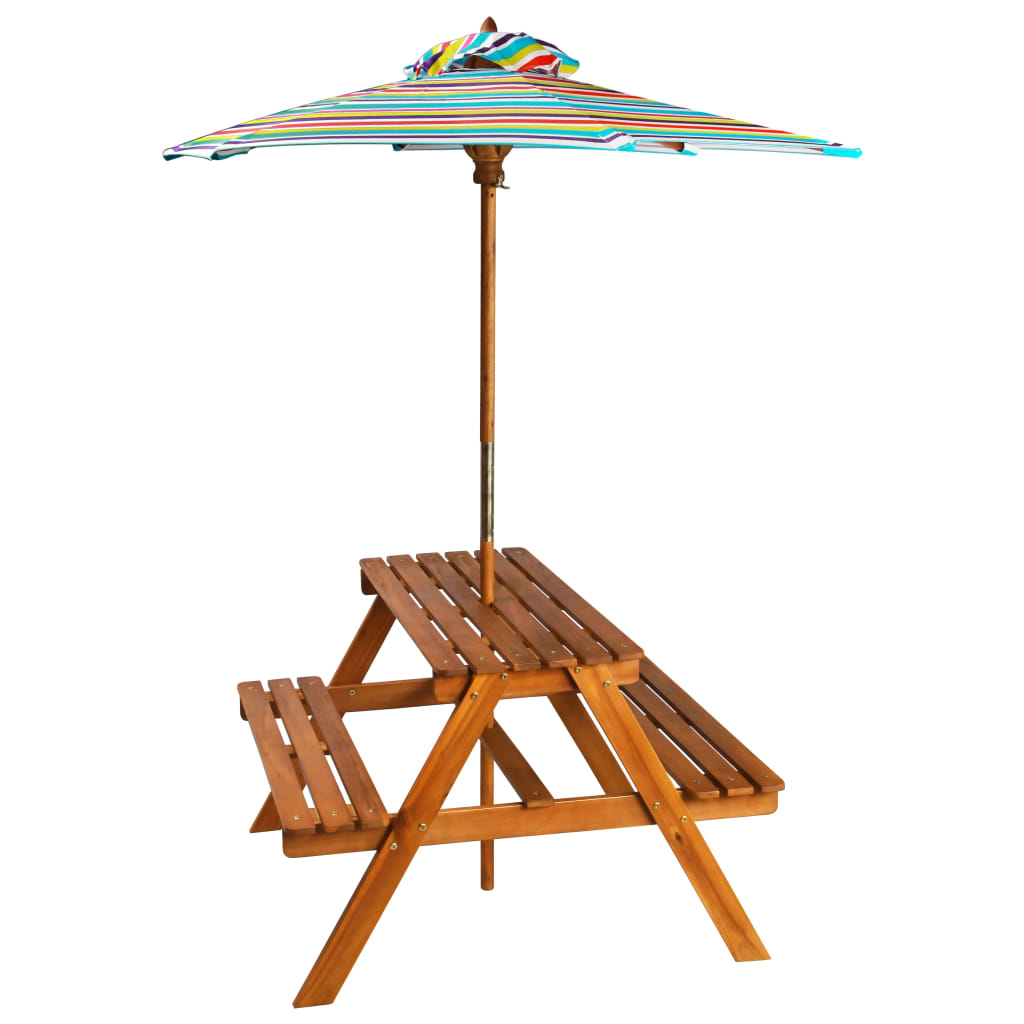 Dječji stol za piknik sa suncobranom 79x90x60 cm bagremovo drvo