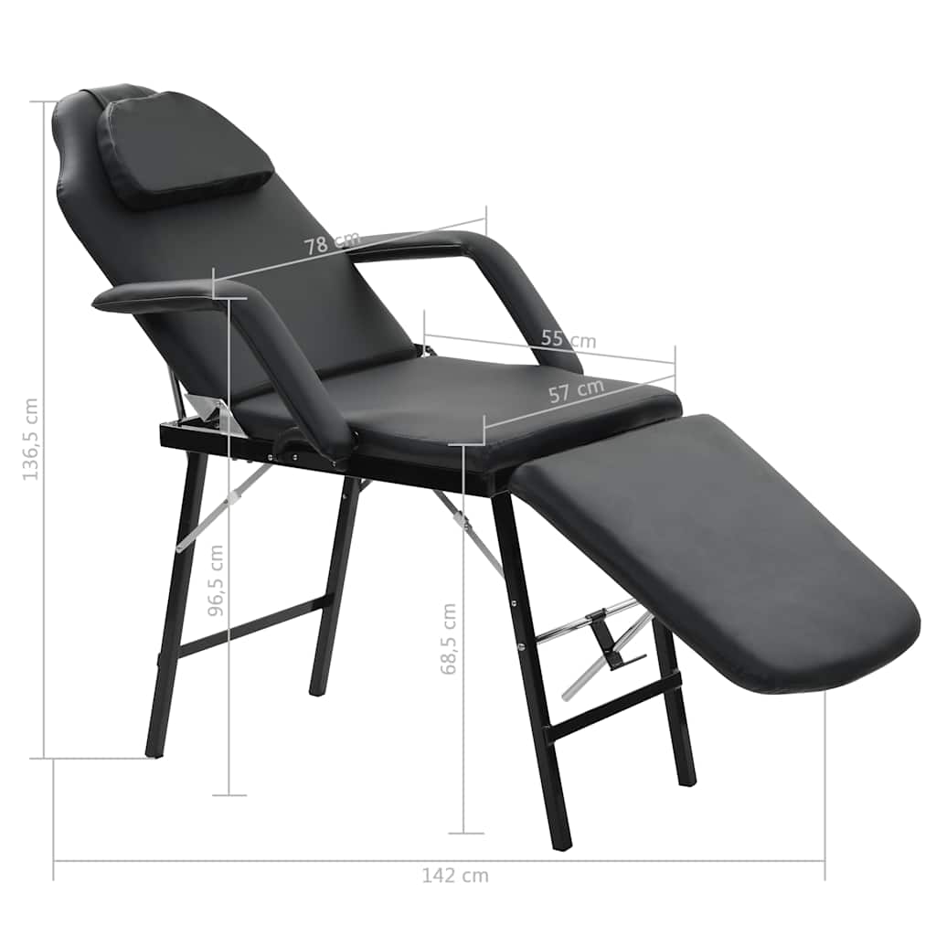Prenosiva kozmetička stolica od umjetne kože 185 x 78 x 76 cm crna