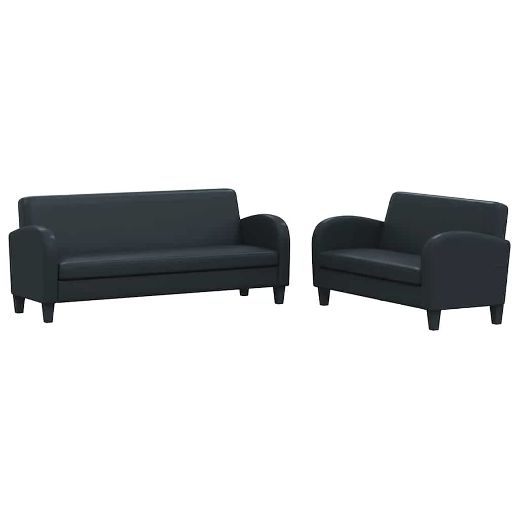 2-dijelni set sofa od umjetne kože crni