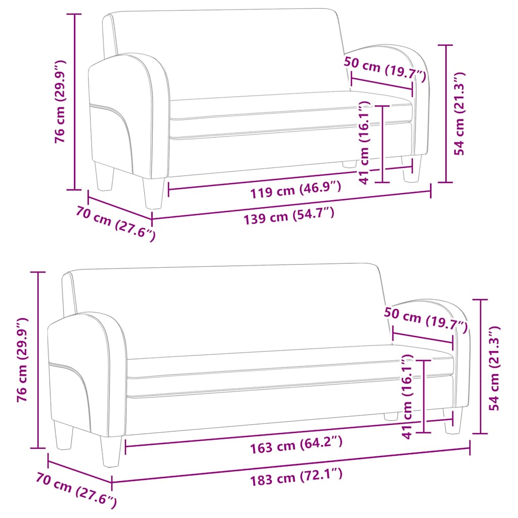 2-dijelni set sofa od umjetne kože crni