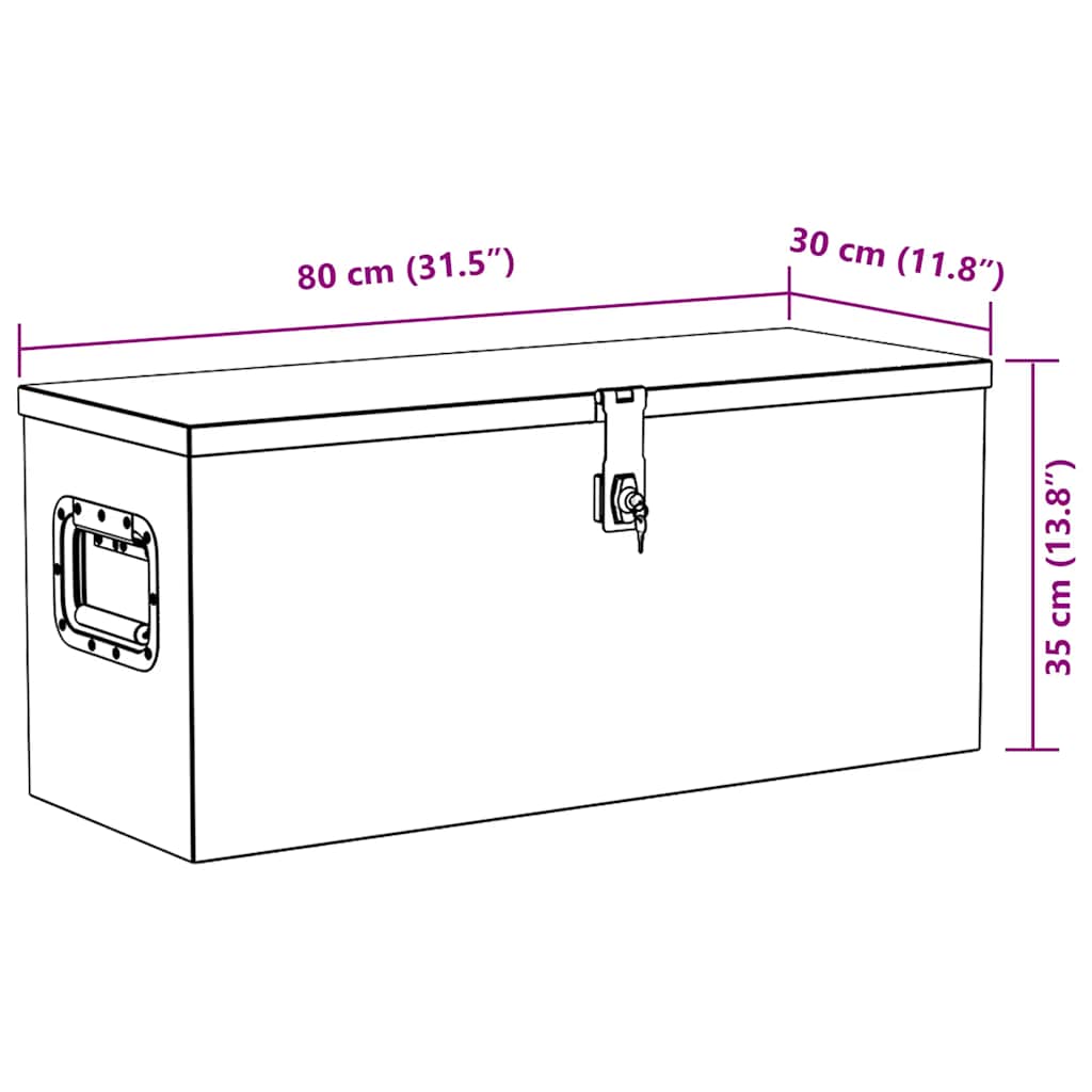 Aluminijska kutija 80 x 30 x 35 cm srebrna