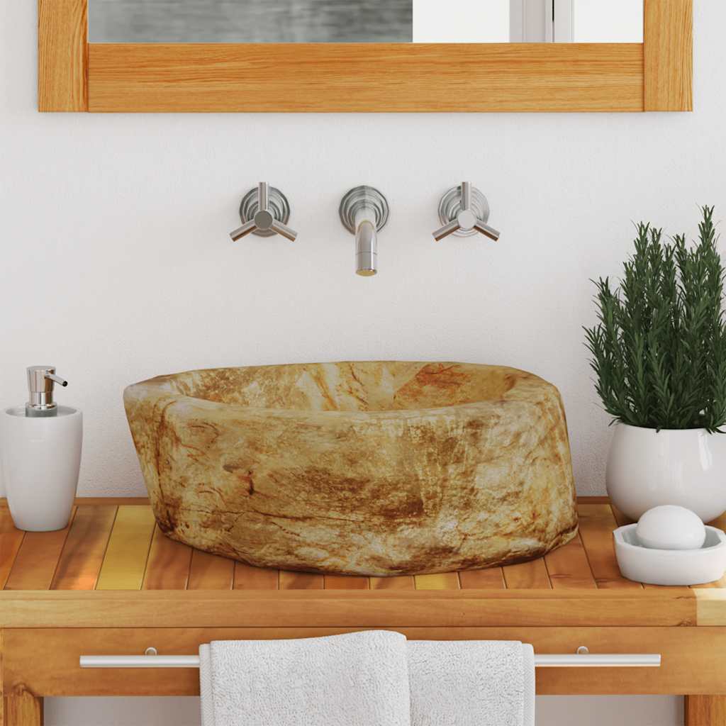 Umivaonik od fosilnog kamena 45 x 35 x 15 cm krem