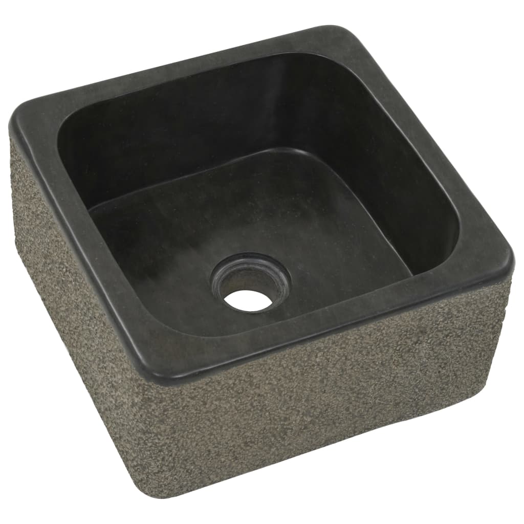 Umivaonik od riječnog kamena 30 x 30 x 15 cm crni