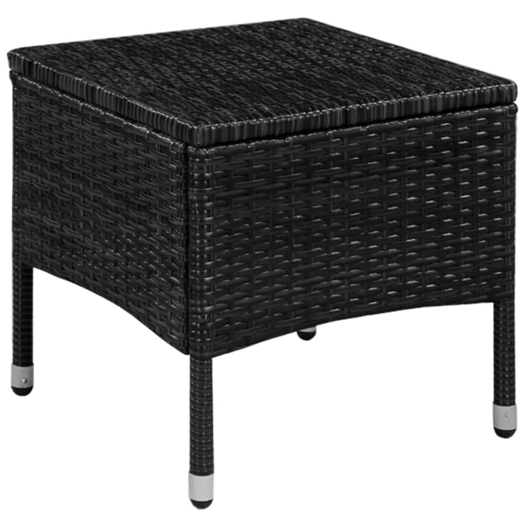 3-dijelni bistro set od poliratana crni