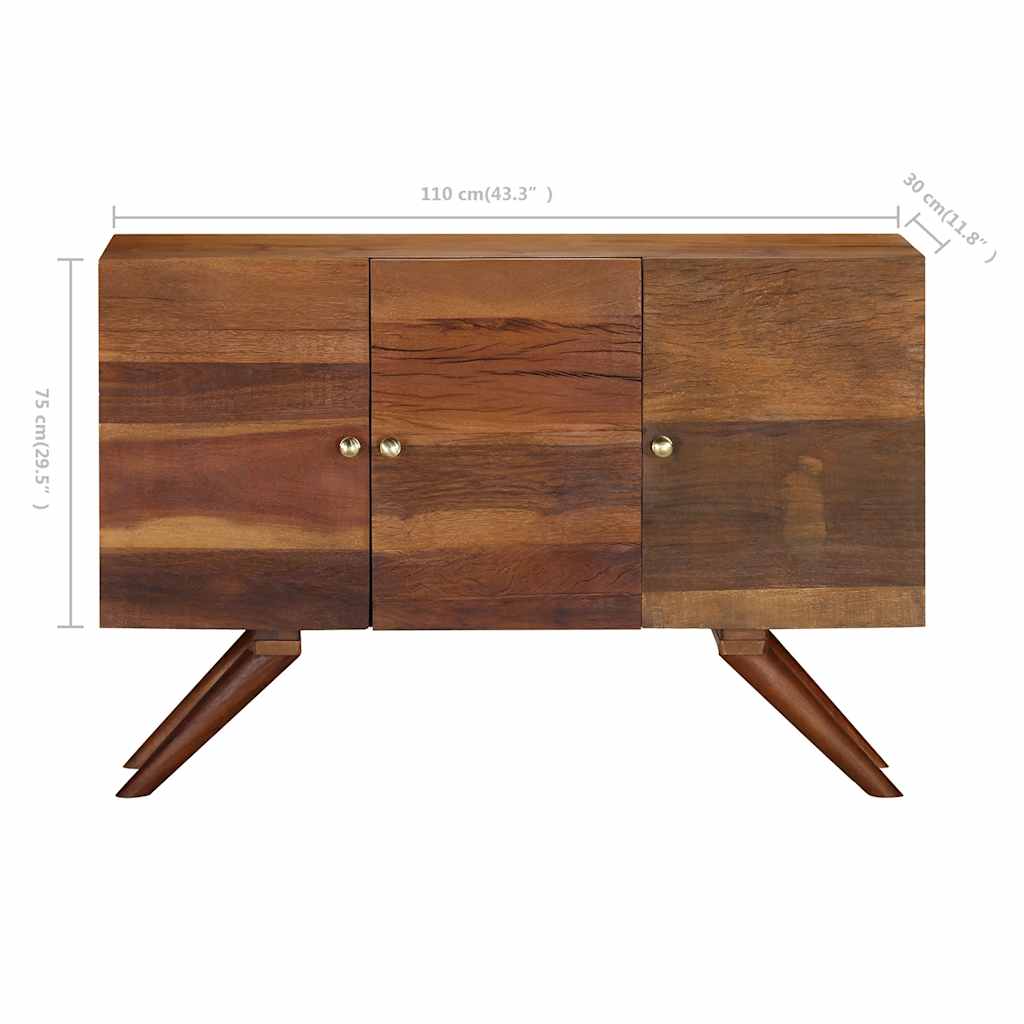 Komoda od masivnog obnovljenog drva smeđa 110 x 30 x 75 cm