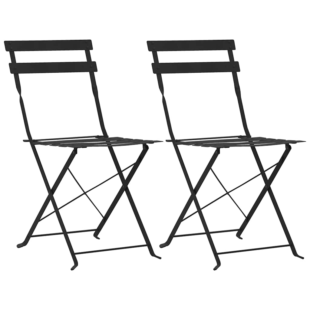 3-dijelni bistro set čelični crni
