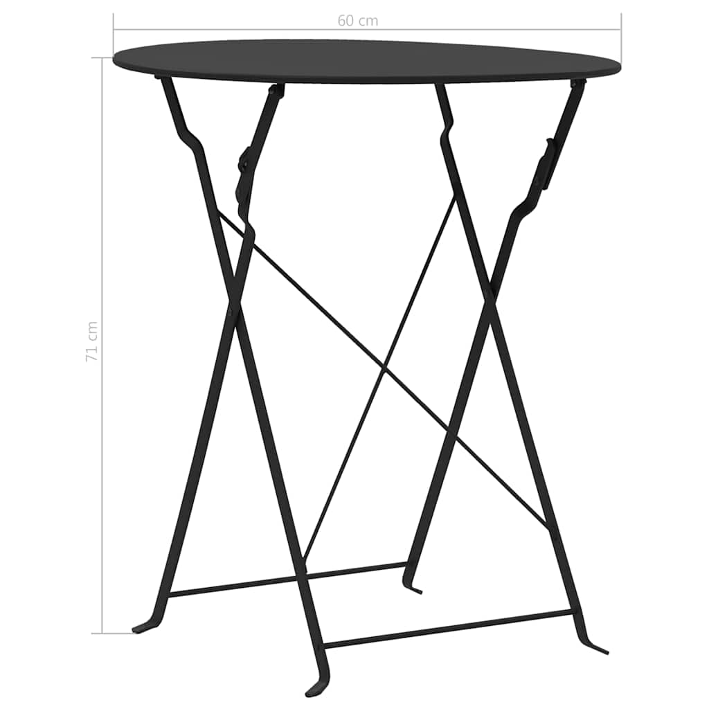 3-dijelni bistro set čelični crni