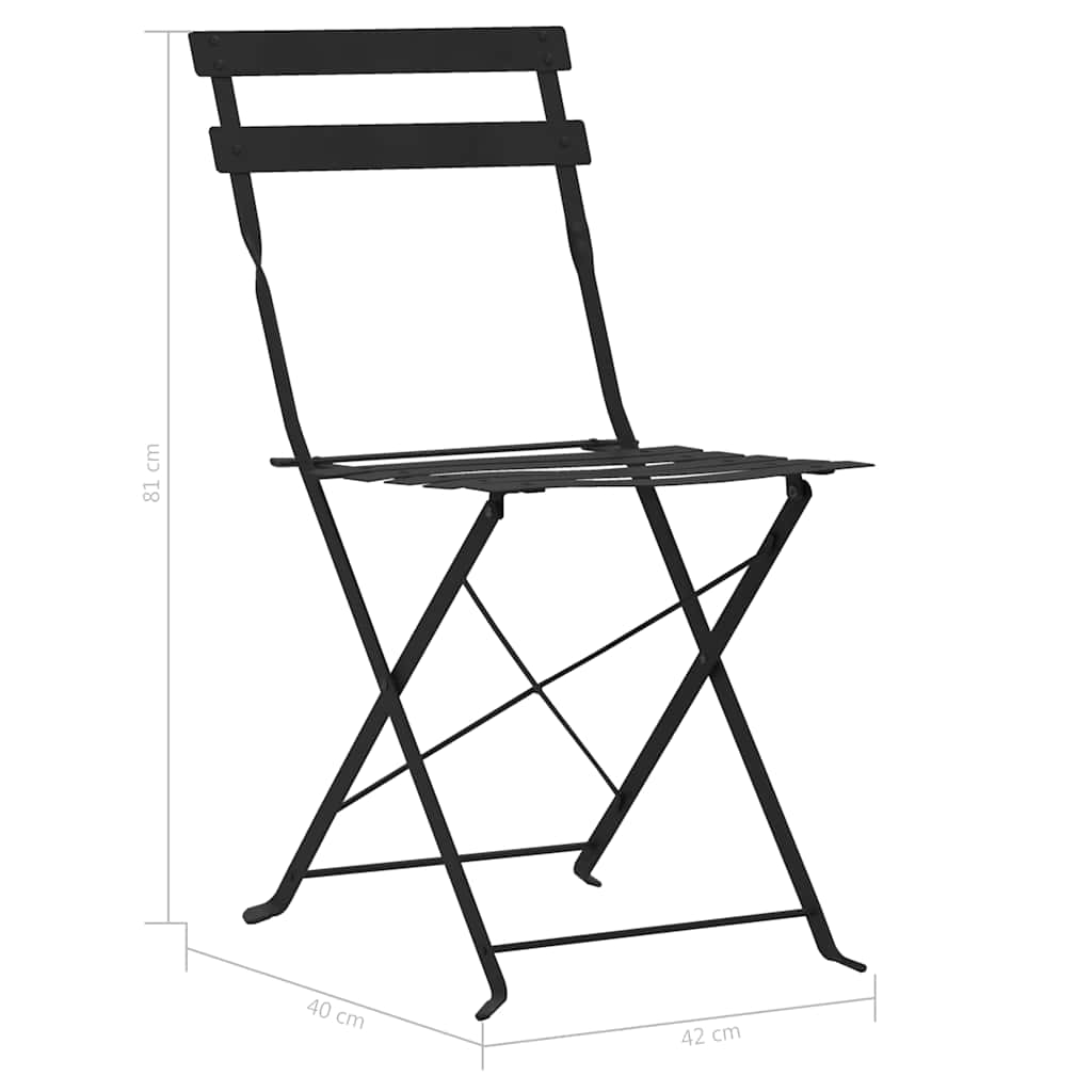 3-dijelni bistro set čelični crni