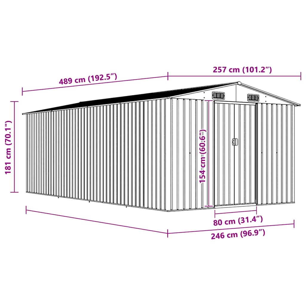 Vrtno spremište 257 x 489 x 181 cm metalno antracit