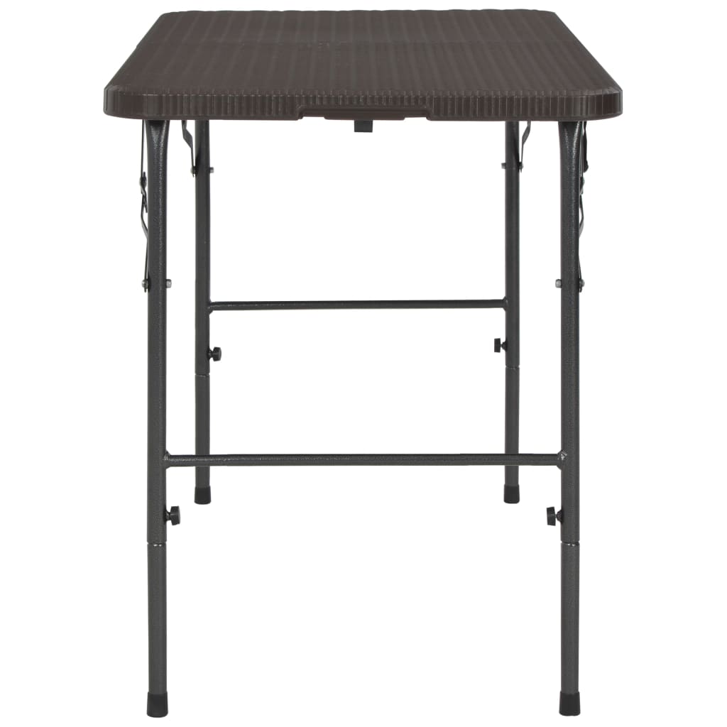 Sklopivi vrtni stol smeđi 120 x 60 x 74 cm HDPE izgled ratana