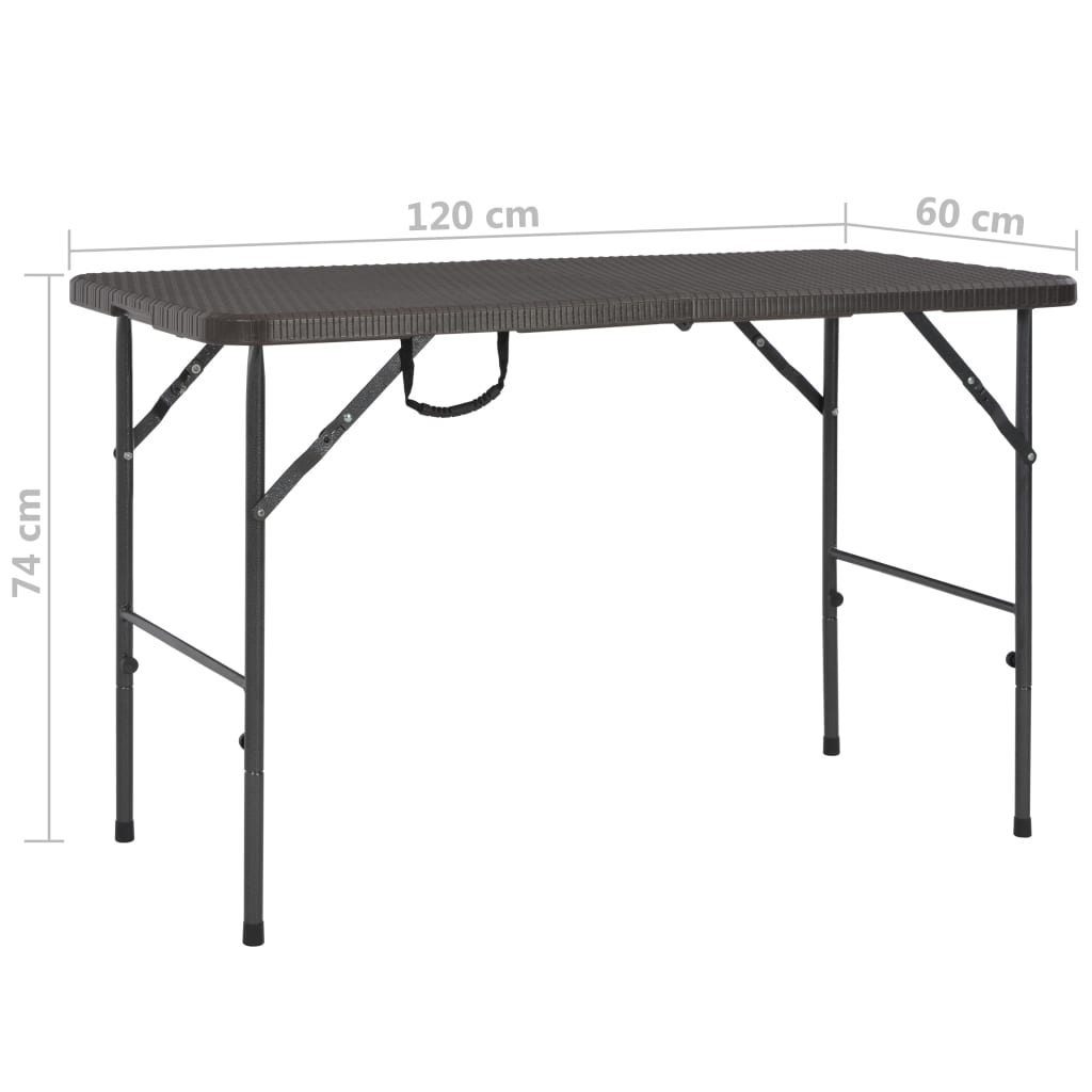 Sklopivi vrtni stol smeđi 120 x 60 x 74 cm HDPE izgled ratana