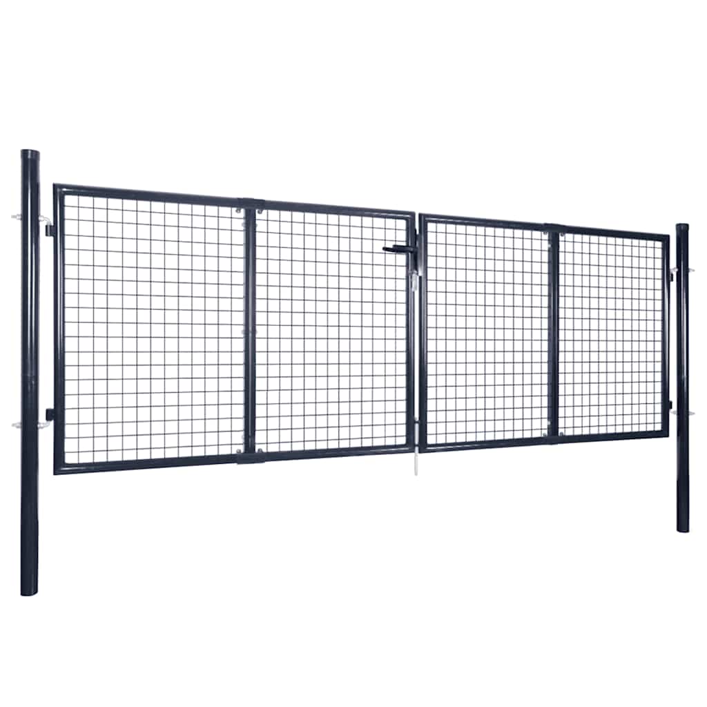 Mrežasta vrtna vrata od pocinčanog čelika 300x100 cm siva